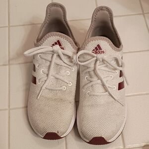 Adidas White and Burgundy Athletic Shoes